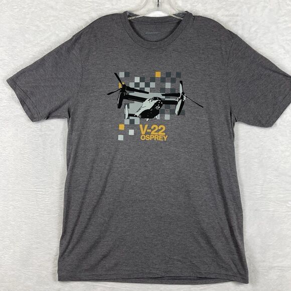 Boeing V-22 Osprey Tshirt Mens Gray L Marines Military Helicopter Army Navy